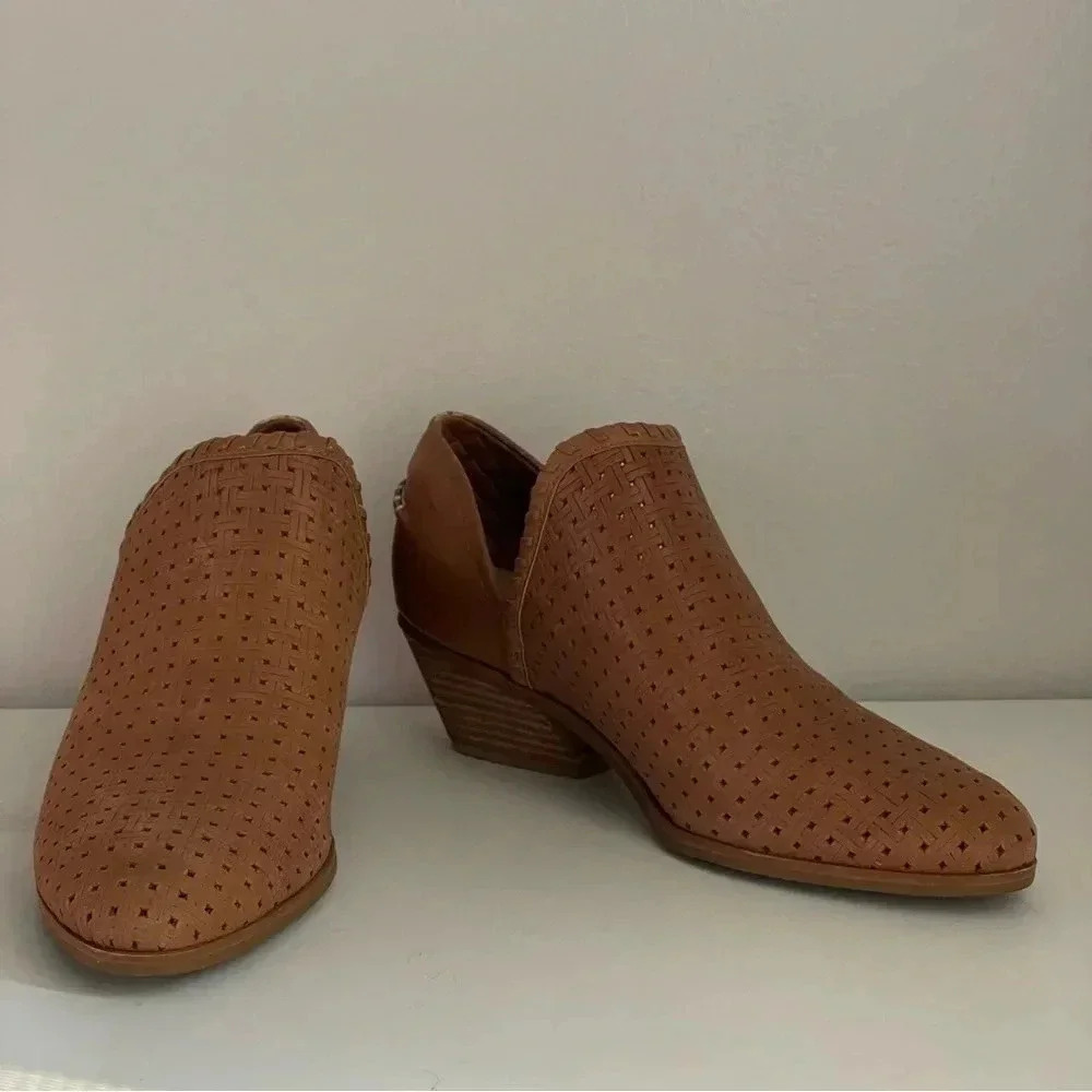 Dr.‎ Scholls Laguna Leather Tan Camel Color Booties Wedges Women Size 8